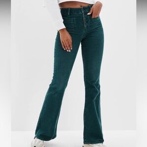 American Eagle Super Hi Rise Flare Corduroy Pants Size 6